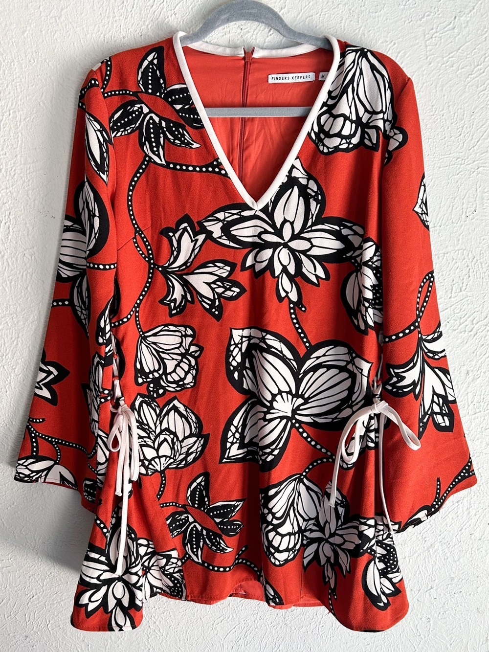 Finders Keepers Fly Away Mini Shift Dress Side Tie Retro Mod Resort Medium